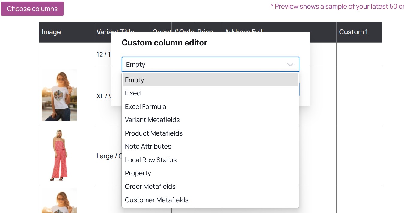How Custom Columns Work in Export OrderPro